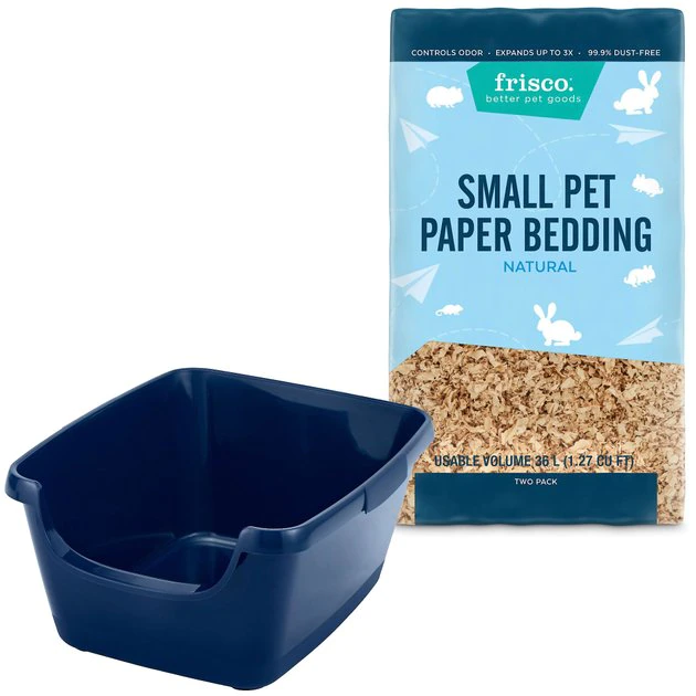 Frisco High Sided Litter Box + Small Animal Bedding, Nautral 3 Frisco High Sided Litter Box + Small Animal Bedding, Nautral