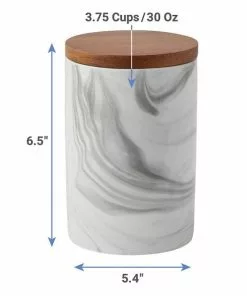 Frisco Marble Design Non-skid Ceramic Dog Bowl + Treat Jar with Wood Lid, 3.75 Cups -The Frisco Store 302482 PT6. SY630 V1623053849