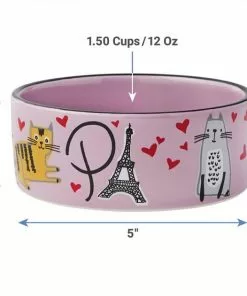 Frisco Paris Non-skid Ceramic Dish, 0.50 Cup + Cat Dish, 1.50 Cup -The Frisco Store 302490 PT7. SY630 V1623054762