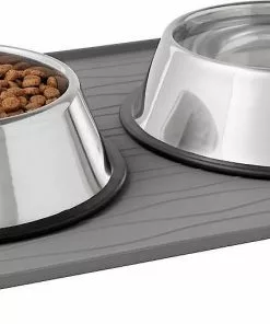 Frisco Silicone Food Mat, Gray, Large + Bones Non-skid Ceramic Dog Bowl 14 Frisco Silicone Food Mat, Gray, Large + Bones Non-skid Ceramic Dog Bowl -The Frisco Store 302516 PT3. SY630 V1623081157