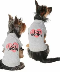 Frisco I Love Daddy + I Love Mommy Dog & Cat T-Shirt, Gray