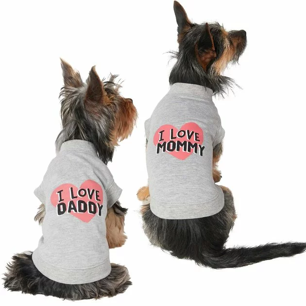 Frisco I Love Daddy + I Love Mommy Dog & Cat T-Shirt, Gray 3 Frisco I Love Daddy + I Love Mommy Dog & Cat T-Shirt, Gray