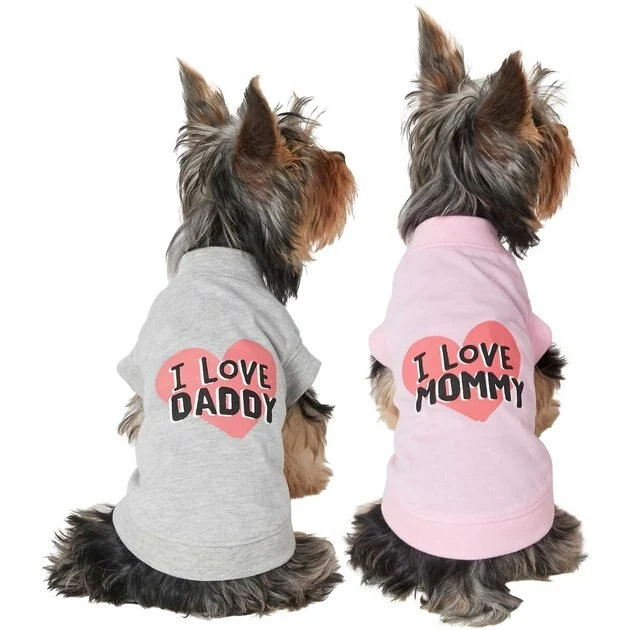 Frisco I Love Daddy + I Love Mommy Dog & Cat T-Shirt, Pink 3 Frisco I Love Daddy + I Love Mommy Dog & Cat T-Shirt, Pink
