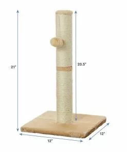 Frisco 21-in Sisal Scratching Post with Toy, Cream + Felt Removable Hood Cave Cat & Dog Covered Bed, Brown -The Frisco Store 303320 PT2. SY630 V1623040368
