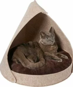 Frisco 21-in Sisal Scratching Post with Toy, Cream + Felt Removable Hood Cave Cat & Dog Covered Bed, Brown -The Frisco Store 303320 PT4. SY630 V1623088352