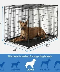 Frisco Fold & Carry Double Door Collapsible Wire Crate, 42 inch + Giant Dog Training & Potty Pads, 27.5 x 44-in, 30 count, Unscented -The Frisco Store 303426 PT2. SY630 V1623068854