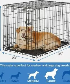 Frisco Fold & Carry Single Door Collapsible Wire Crate, 36 inch + Extra Large Printed Dog Training & Potty Pads, 28 x 34-in, 40 count, Unscented -The Frisco Store 303438 PT2. SY630 V1623073652
