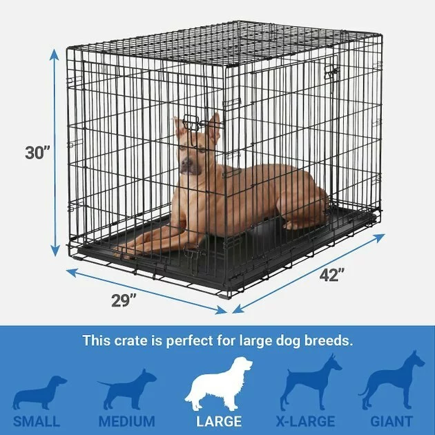 Frisco Heavy Duty Fold & Carry Double Door Collapsible Wire Crate & Mat Kit, + Extra Large Dog Training & Potty Pads, 28 x 34-in, 150 count, Unscented 5 Frisco Heavy Duty Fold & Carry Double Door Collapsible Wire Crate & Mat Kit, + Extra Large Dog Training & Potty Pads, 28 x 34-in, 150 count, Unscented - Image 3