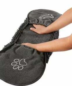 Frisco Microfiber Chenille Shammy Towel + Paw Print Mat, Gray, Large -The Frisco Store 303468 PT3. SY630 V1623046351
