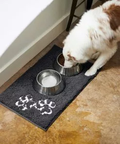 Frisco Microfiber Chenille Shammy Towel + Paw Print Mat, Gray, Large -The Frisco Store 303468 PT8. SY630 V1623091063