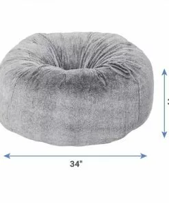 Frisco Plush Pouf Pillow Bed, Large + Marble Print Stainless Steel Double Elevated Dog Bowl, 3 Cups, Gold Stand -The Frisco Store 303534 PT2. SY630 V1625177268