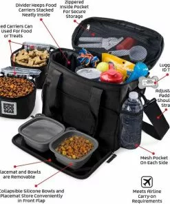 Mobile Dog Gear||Frisco Mobile Dog Gear Week Away Tote Travel Bag, Black, Medium/Large + Frisco Hypoallergenic Grooming Wipes with Aloe for Dogs & Cats, Unscented, 50 count -The Frisco Store 303696 PT2. SY630 V1623068247