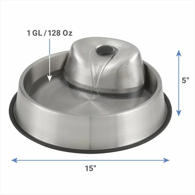 Frisco Stainless Steel Round Dog & Cat Fountain, 1 Gallon 4 Frisco Stainless Steel Round Dog & Cat Fountain, 1 Gallon - Image 2