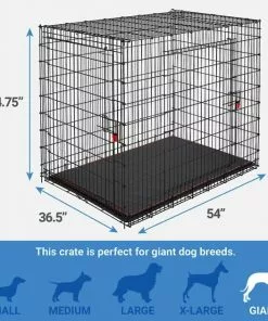 Frisco XX-Large Heavy Duty Enhanced Lock Double Door Wire Dog Crate, Fold & Carry Wire Dog Crate & Mat Kit, 54" -The Frisco Store 318116 PT1. SY630 V1634591594