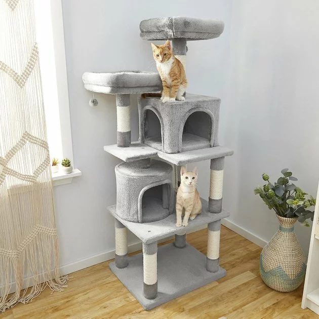 Frisco 61-in Faux Fur Tree & Condo, Gray + 38-in Cat Tree & Condo, Top Perch & Toy, Gray 7 Frisco 61-in Faux Fur Tree & Condo, Gray + 38-in Cat Tree & Condo, Top Perch & Toy, Gray - Image 5