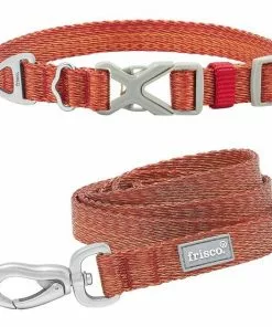 Frisco Outdoor Heathered Nylon Collar, Flamepoint Orange, Medium - Neck: 14-20-in, Width: 3/4-in + Dog Leash, Flamepoint Orange, Medium - Length: 6-ft, Width: 3/4-in