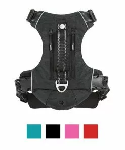 Frisco Outdoor Premium Ripstop Nylon Harness with Pocket, Midnight Black, XL - Girth: 32-44-in + Reflective Comfort Padded Dog Collar, Midnight Black, LG, Neck: 18 -26-in, Width: 1-in -The Frisco Store 319304 PT1. SY630 V1631138185