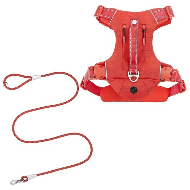 Frisco Outdoor Premium Ripstop Nylon Harness with Pocket, Sunset Orange, Large, Neck: 18 to 28-in, Girth 24 to 34-in + Waterproof Stinkproof PVC Rope Leash, Sunset Orange, 6 Ft. 3 Frisco Outdoor Premium Ripstop Nylon Harness with Pocket, Sunset Orange, Large, Neck: 18 to 28-in, Girth 24 to 34-in + Waterproof Stinkproof PVC Rope Leash, Sunset Orange, 6 Ft.