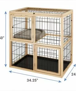 Frisco Collapsible Wood & Wire Cat Cage Playpen, 2 Level -The Frisco Store 323214 PT1. SY630 V1645736521