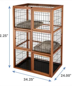 Frisco Collapsible Wood & Wire Cat Cage Playpen, 3 Level -The Frisco Store 323215 PT1. SY630 V1645736502