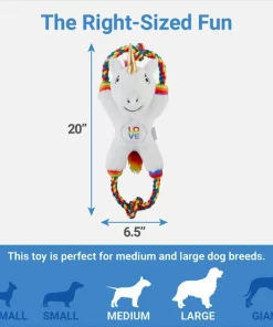 Frisco Pride Love Unicorn Plush with Rope Squeaky Dog Toy -The Frisco Store 331642 PT1. SY630 V1649785283